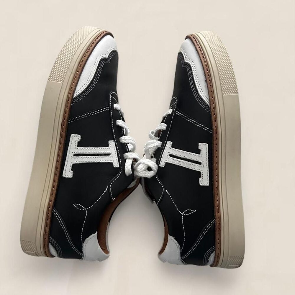 Lucchese Double L Sneakers Black Leather Platform Sneaker Western 8.5